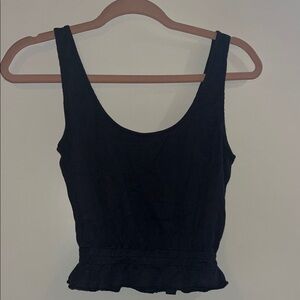 American Eagle Outfitters Black Ruffle Hem Tank Top